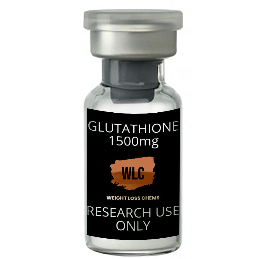 Glutathione 1500mg Injection:  Weight Loss Chems (WLC) vial for research use only.
